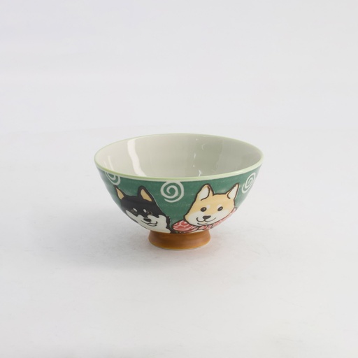 [20985] Kawaii Rice Bowl Shiba-Dog 12.5x7cm 350ml Green 5/120