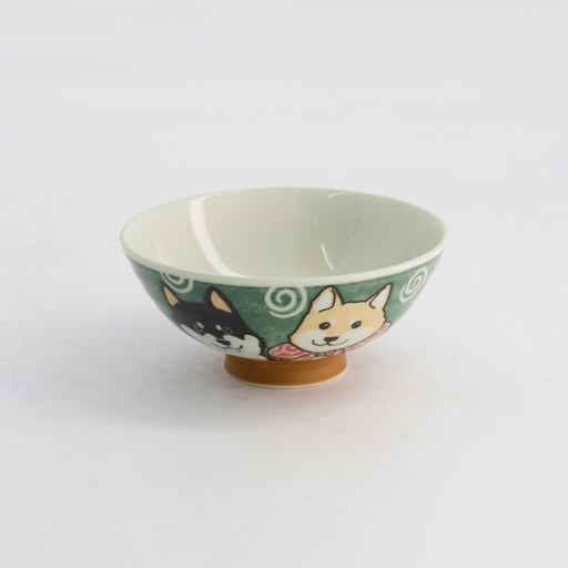[20988] Kawaii Rice Bowl Shiba-Dog 14x6.5cm 500ml Green 5/90