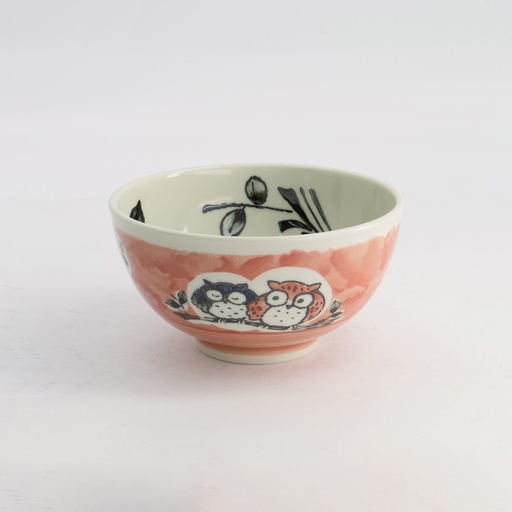 [20995] Kawaii Rice Bowl Owl 15.9x8.5cm 600ml Pink 5/60