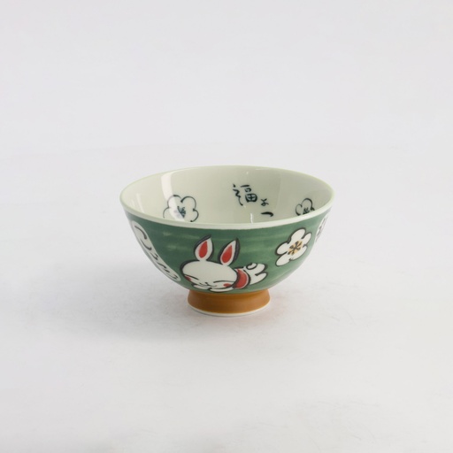[21002] Kawaii Rice Bowl Rabbit 11.5x6.4cm 300ml Green 5/120