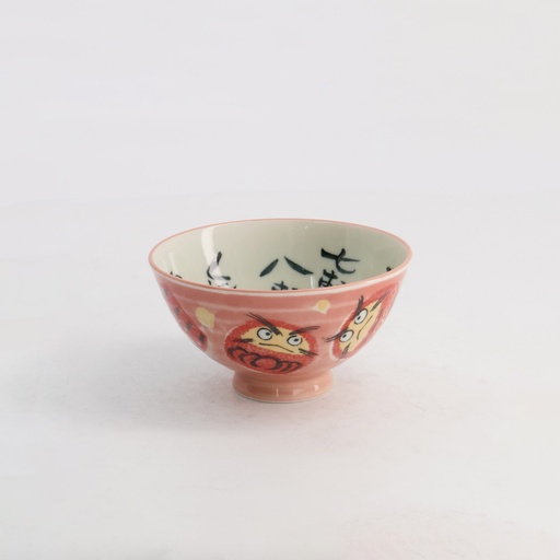 [21007] Kawaii Rice Bowl Daruma 11.4x6.2cm 300ml Pink 5/120