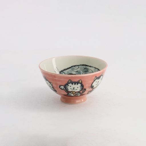 [21023] Kawaii Rice Bowl Cat Neko 11.4x6.2cm 300ml Pink 5/120