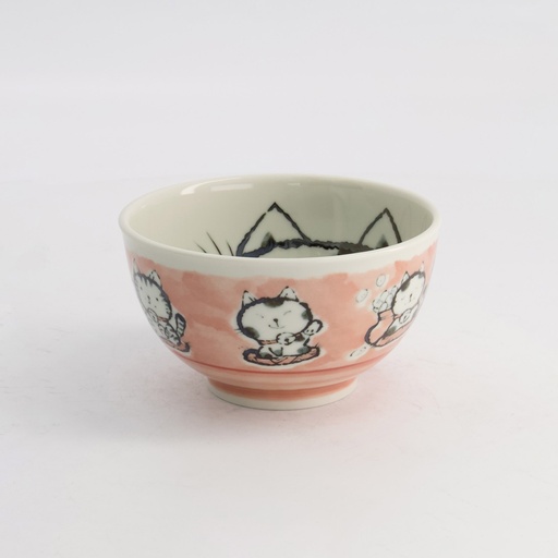 [21026] Kawaii Rice Bowl Cat Neko 15.9x8.5cm 600ml Pink 5/60