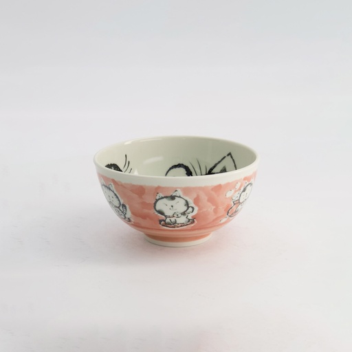 [21028] Kawaii Rice Bowl Cat Neko 13x7.4cm 400ml Pink 5/60