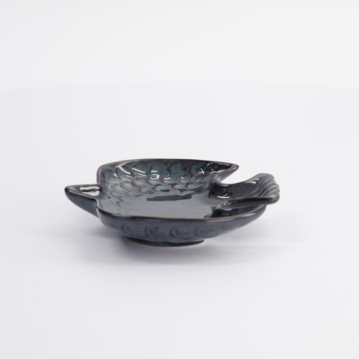 [21038] Swallow Bird Plate 12x11x3cmh Black Denim 5/120