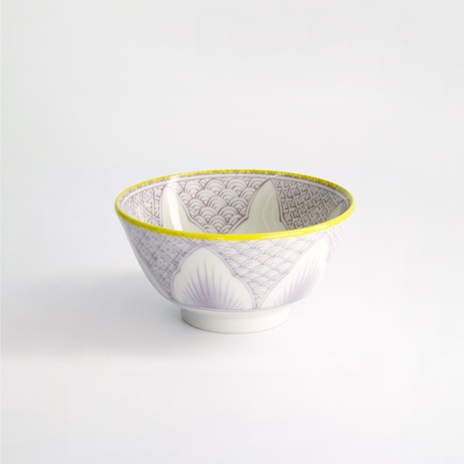 [21159] Lily Flower Small Tayo Bowl 13.5x6.8cm 300ml Purple 21159 6/48