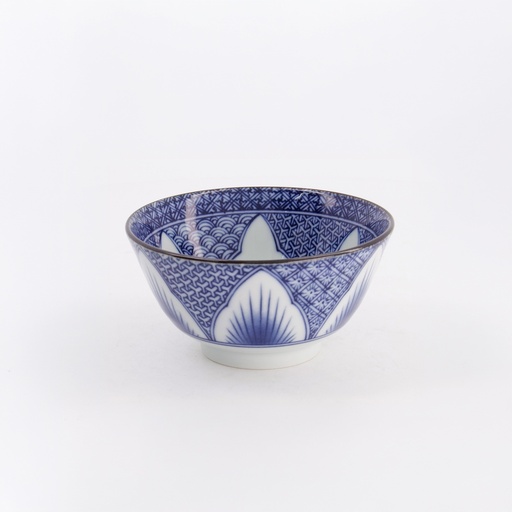 [21160] Lily Flower Small Tayo Bowl 13.5x6.8cm 300ml Blue 21160 6/48