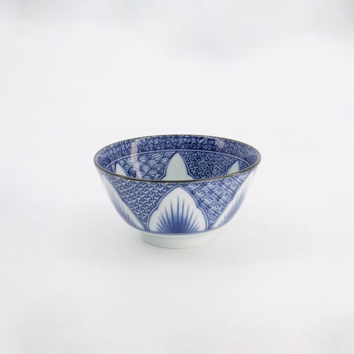 [21160] Lily Flower Small Tayo Bowl 13.5x6.8cm 300ml Blue 21160 6/48