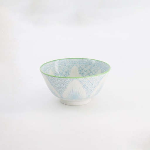 [21162] Lily Flower Small Tayo Bowl 13.5x6.8cm 300ml Light Blue 21162 6/48
