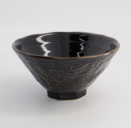 [21203] Ramen Bowl Dragon 19.8x10cm Black 650ml 4/24 21203