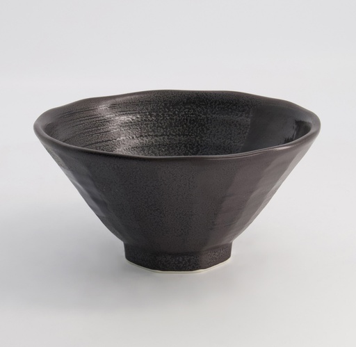 [21205] Ramen Bowl Black Brush 19.5x10cm Black 650ml 3/24 21205