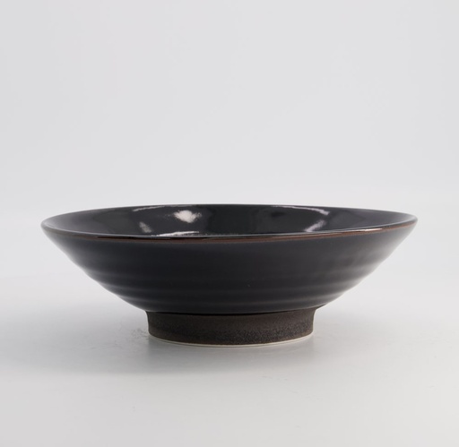 [21206] Ramen Bowl Black Brush 24.5x7.5cm Black 3/24 21206