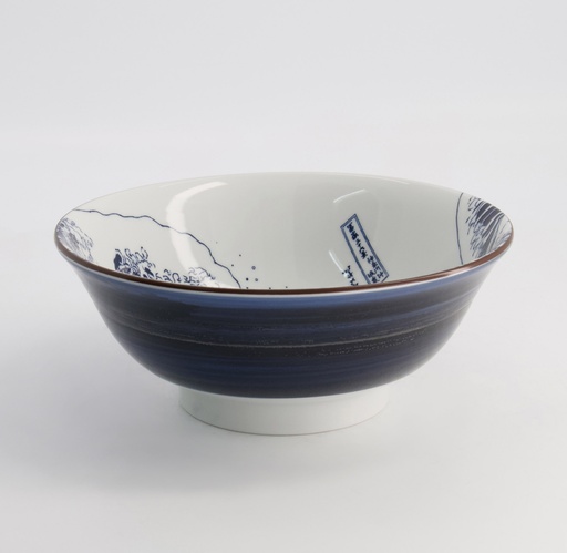 [21208] Hokusai Nami Ramen Bowl 21x8.5cm Blue/White 21208 4/24