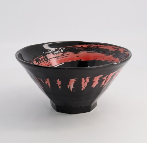[21212] Ramen Bowl Maru Black 22x11cm 1000ml Black/Red 3/18 21212
