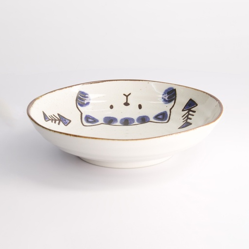[21269] Kawaii Cat Neko Plate 21x5.2cm Blue 21269 6/36
