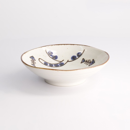 [21271] Kawaii Cat Neko Shallow Bowl 17x4.9cmh Blue 21271 12/72