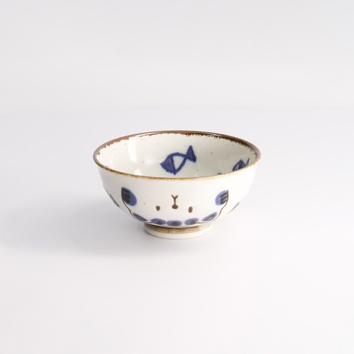 [21273] Kawaii Cat Neko Rice Bowl 11.5x6cmh 300ml Blue 21273 10/80