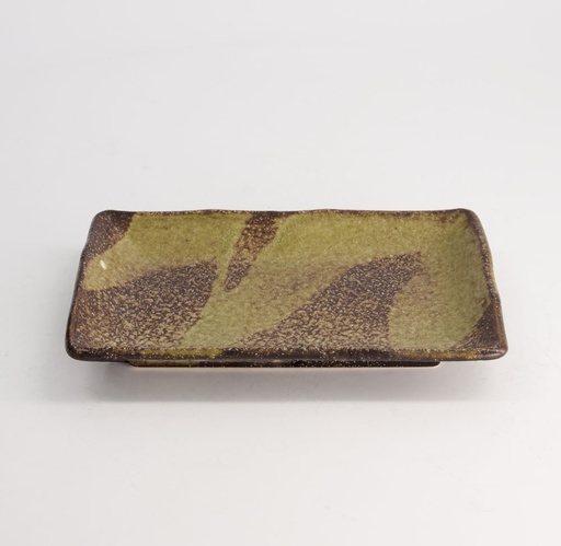 [21044] Mino Craft Rectangular Plate 21x13.5x2.8 Brown 6/48