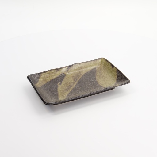 [21044] Mino Craft Rectangular Plate 21x13.5x2.8 Brown 6/48