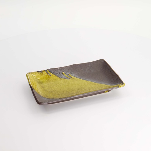 [21050] Mino Craft Rectangular Plate 21x13.5x2.8cm Brown 6/48