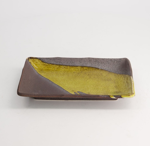 [21050] Mino Craft Rectangular Plate 21x13.5x2.8cm Brown 6/48