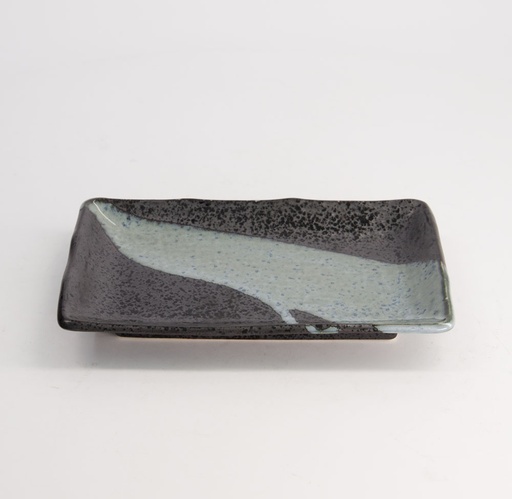 [21051] Mino Craft Rectangular Plate 21x13.5x2.8cm Bk/Bl 6/48