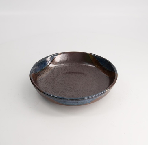 [21057] Mino Craft Pasta Plate 21.5x4.5cm Masiko Kinyo Grey 4/24
