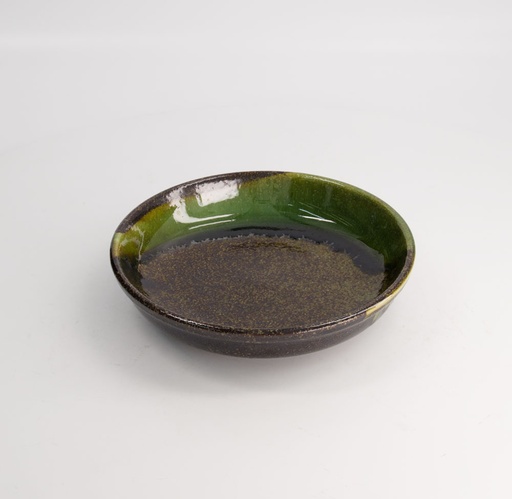 [21058] Mino Craft Pasta Plate 21.5x4.5cm Amanogawa Green 4/24