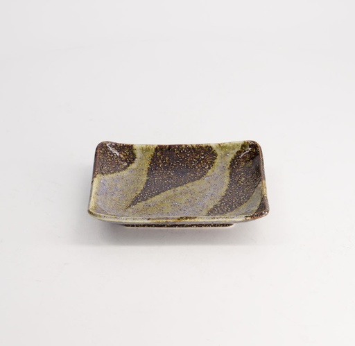 [21065] Mino Craft Rectangular Plate 13.7x11.2x3cm Bk/Bl 6/72