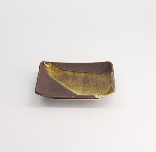 [21066] Mino Craft Rectangular Plate 13.7x11.2x3cm Brown 6/72