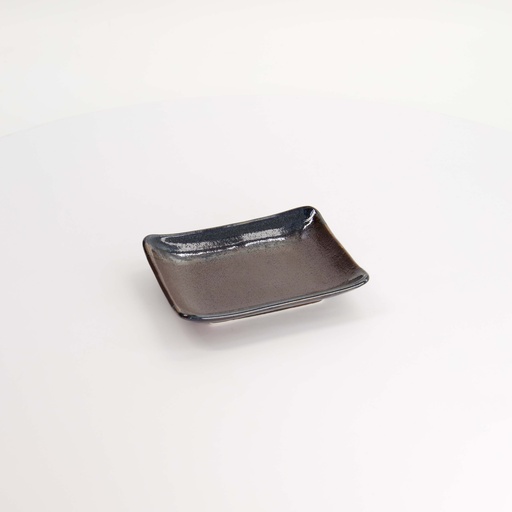 [21067] Masiko Kinyo Plate 13.7x11.2x3cm Black 6/72
