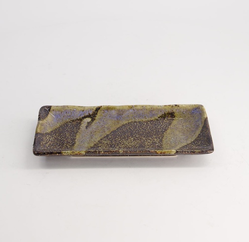 [21068] Mino Craft Rectangular Plate 19.5x9.5x2.5cm Bk/Bl 6/72