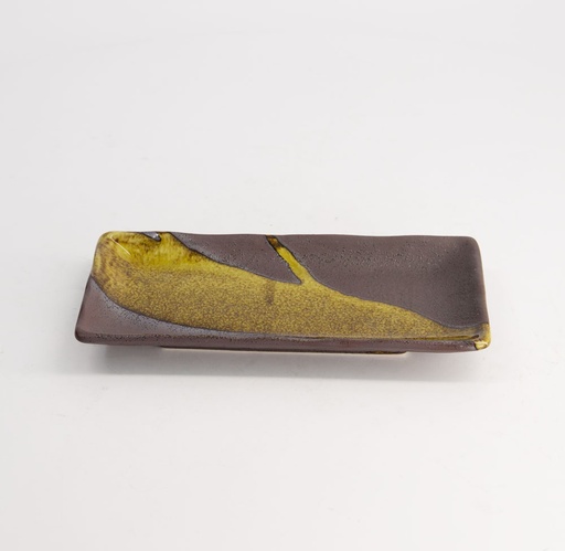 [21069] Mino Craft Rectangular Plate 19.5x9.5x2.5cm Brown 6/72