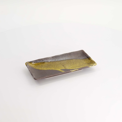 [21069] Mino Craft Rectangular Plate 19.5x9.5x2.5cm Brown 6/72