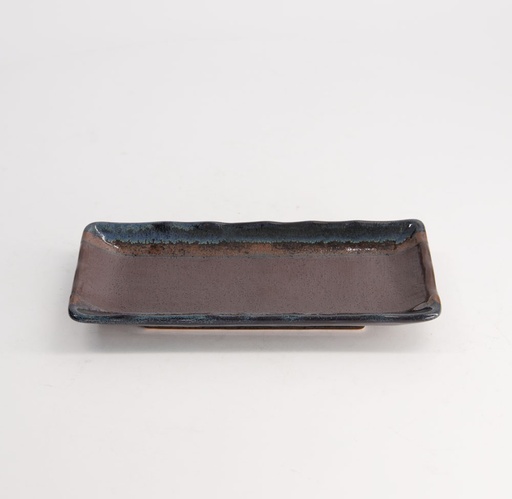 [21070] Masiko Kinyo Plate 19.5x9.5x2.5cm Black 6/72