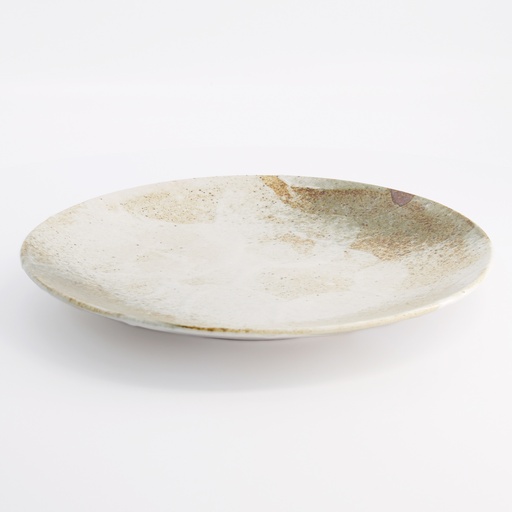 [21082] Yukishino Large Round Plate 28.5x3.5cm Br/Wh 21082 3/18