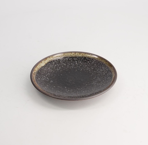 [21086] Yuteki Kosui Round Plate 16.7x2.5cm Black 21086 6/72
