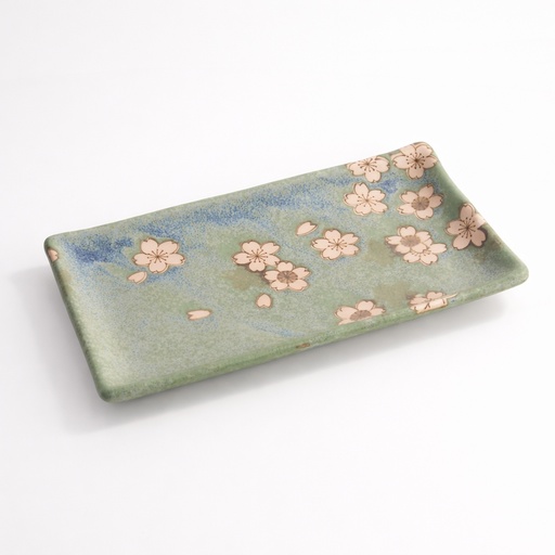 [21347] Sakura Plate 22.5x12.7cm Green 21347 6/48