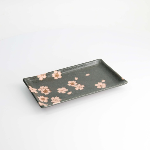 [21350] Sakura Plate 22.5x12.7cm Black 21350 6/48