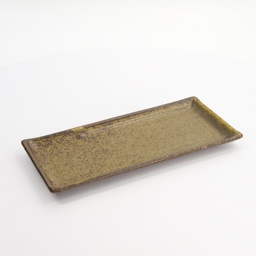 [21357] Mino Craft Rectangular Plate 28.5x12.5cm Brown  6/48