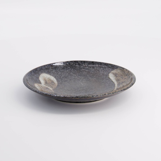 [21424] Arahake Round Plate 16.7x2.5cm Bk/Br 21424 6/72