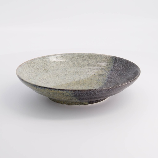 [21442] Oboro Yamakage Deep Plate 23x5cm Bk/Br/Wh 21442 4/32