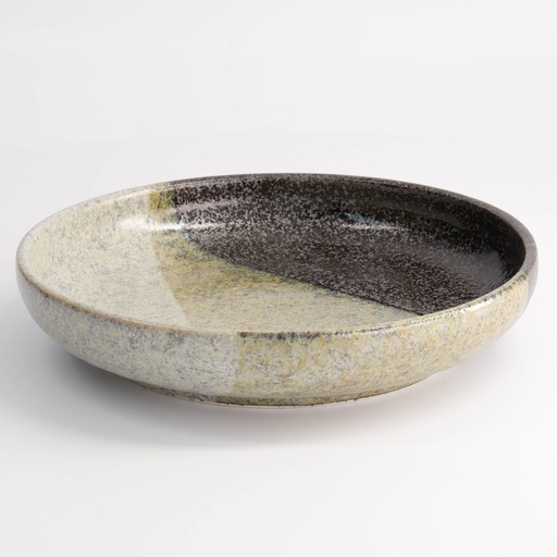 [21449] Oboro Yamakage Pasta Plate 22x4cm 650ml Bk/Br/Wh 21449 3/24