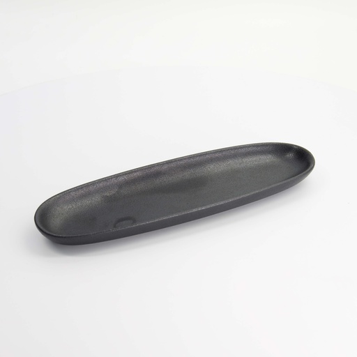 [20375] Yuzu Black Plate 30.3x9.5x2.4cm A2025Y101 6/48