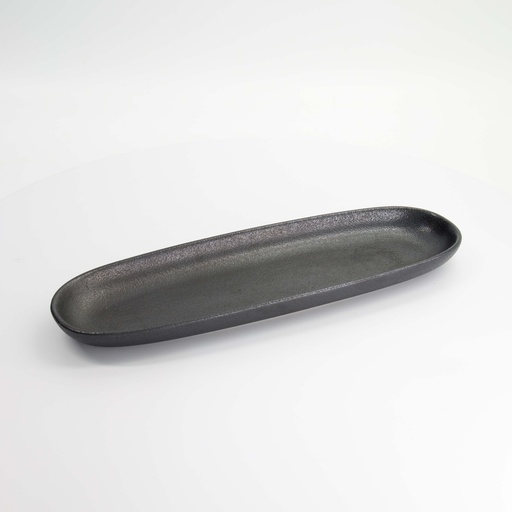 [20376] Yuzu Black Oval Plate 40.5x12.7x3.5cm A2027Y101 4/24