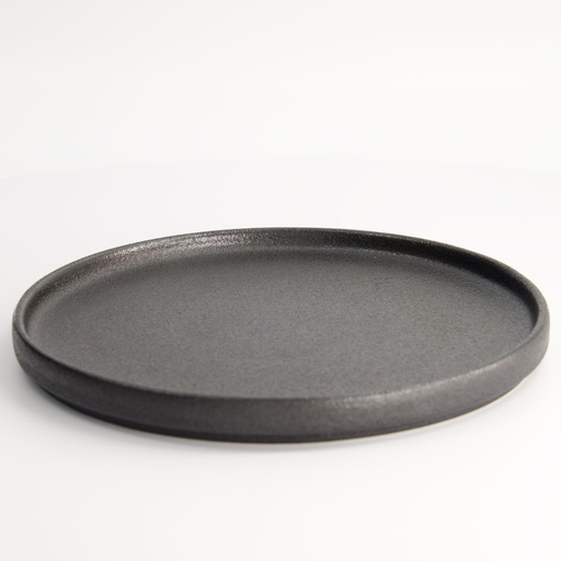 [20377] Yuzu Black Round Plate with Rim 23.9x2.2cm A21522Y101 3/18