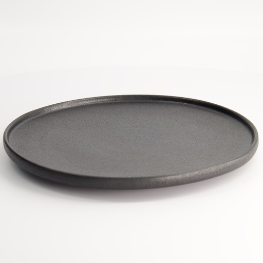 [20379] Yuzu Black Round Plate with Rim 26x2.4cm A21523Y101 3/18