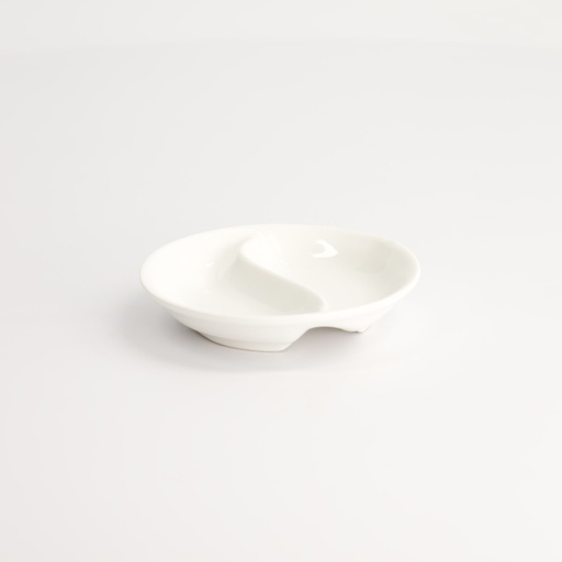 [7210] White Series Sauce Plate Divided 9.5x1.9cm White A0219 12/192