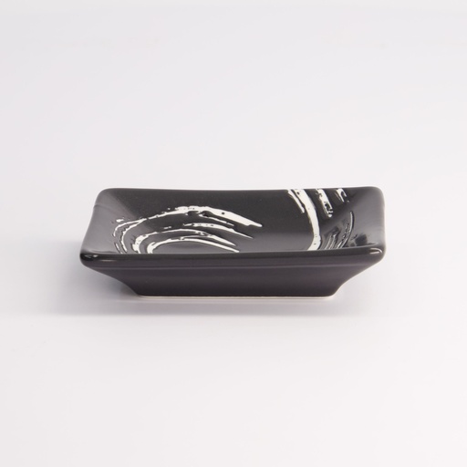 [7479] Black Maru Sauce Dish Rectangular 9.5x6.7x2cm #7479 12/144