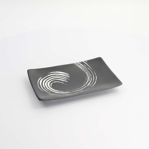 [7481] Black Maru Series Plate 20.5x14x2.3cm  A0404Y103T86 4/24